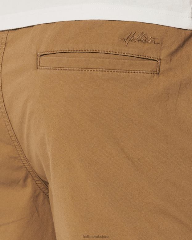 Bottoms Hollister Men Twill Jogger Shorts 7\\ 488201147 Dark Khaki